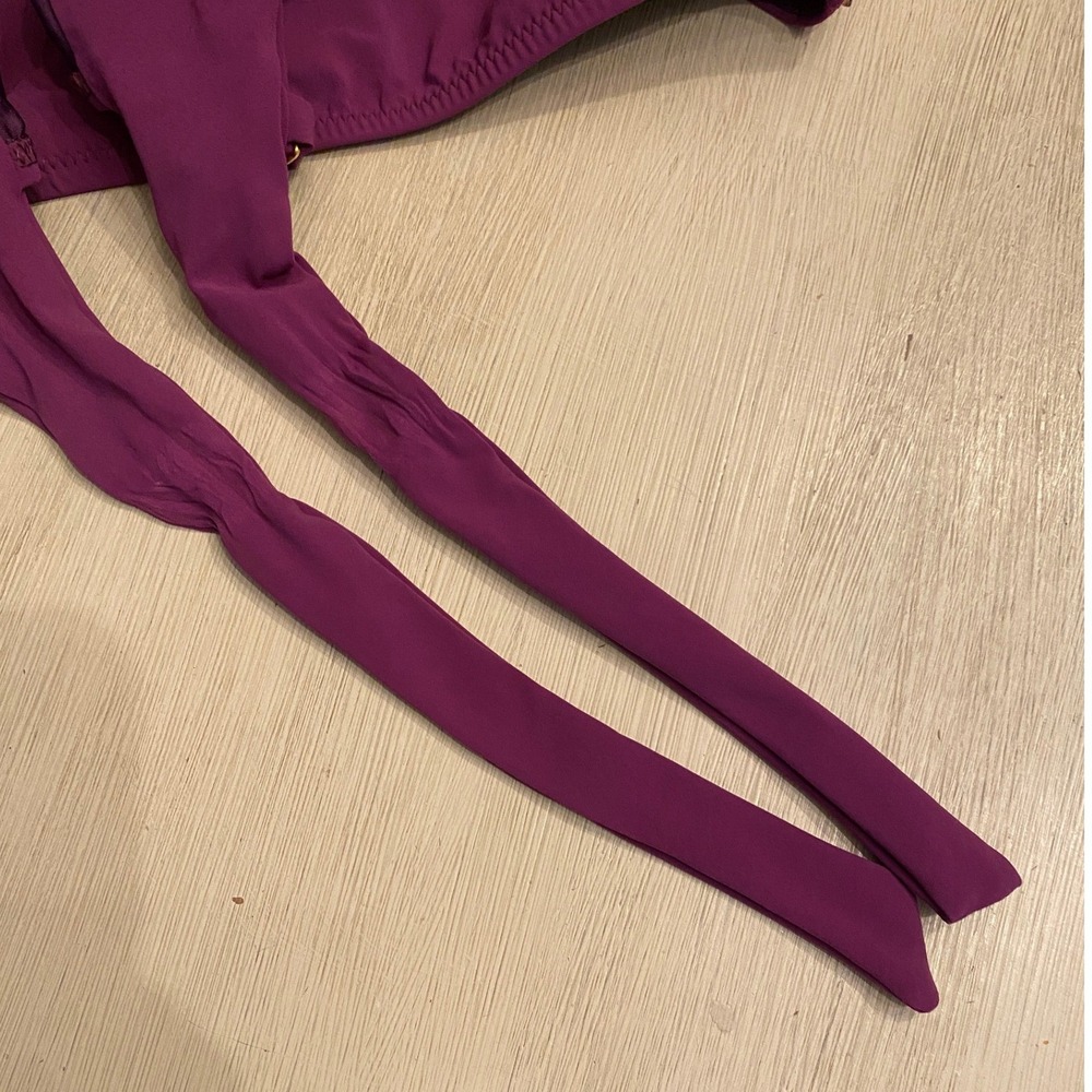 Natori, Purple Plunge Underwire One Piece Swimsuit Tie Back Size 10 C/D - Picture 10 of 11